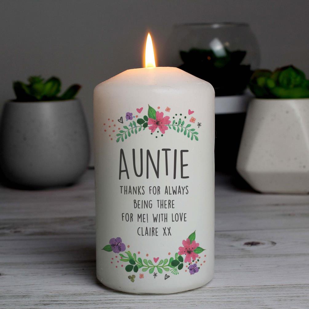Personalised Floral Pillar Candle Extra Image 3